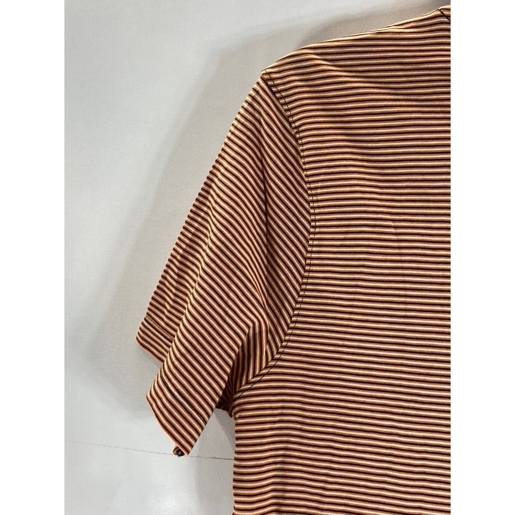 MICHAEL KORS Men's Orange/Navy Mini Striped Crewneck Short Sleeve T-Shirt SZ S