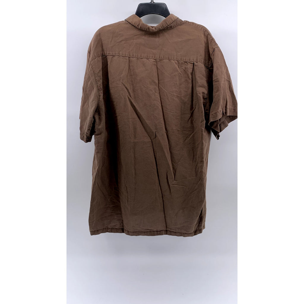 COLUMBIA Men's Brown Regular-Fit Button-Up Short Sleeve Shirt SZ XL