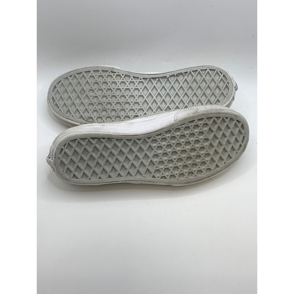 VANS Unisex Kids White Canvas Classic Slip-On Sneakers SZ 3