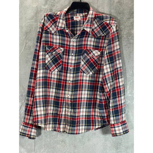 LEVI'S Men's Red/Black Classic Western Snap Button-Up Long Sleeve Shirt SZ XL