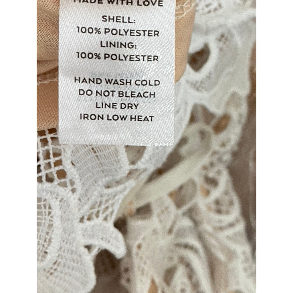 LULUS Women's Ivory High-Neck Lace Spaghetti Strap Mini Dress SZ M