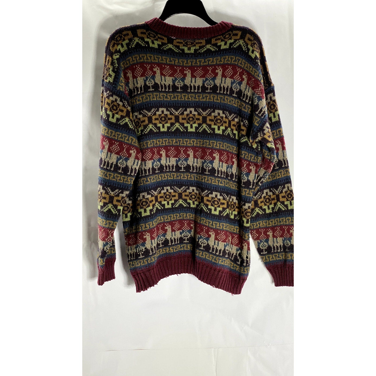 VINTAGE Men's Multicolor Printed Crewneck Long Sleeve Knit Sweater SZ M