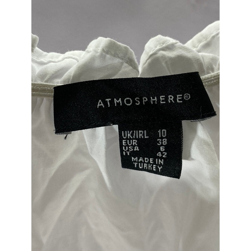 ATMOSPHERE Women’s White Off-The-Shoulder Long Sleeve Ruffle Top SZ 6