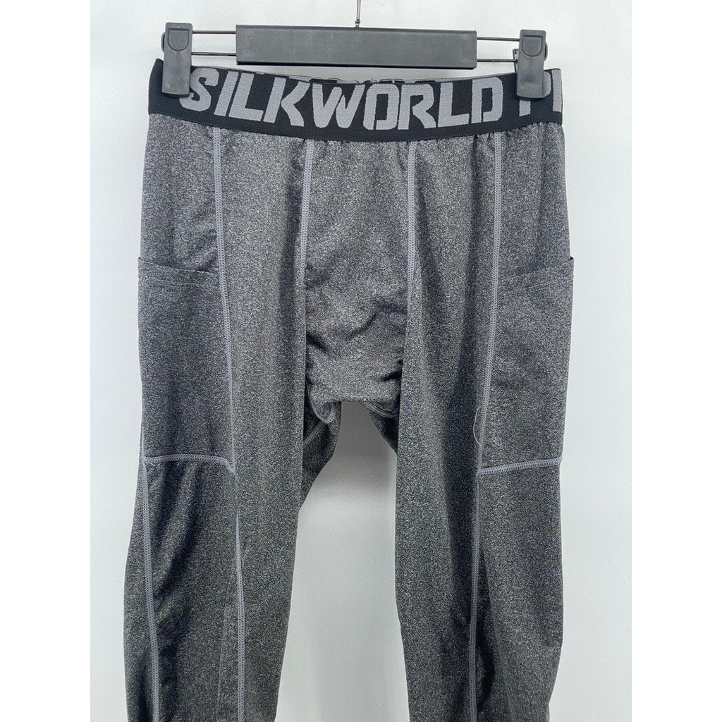 SILKWORLD Pro Men’s Blue-Black Elasticized Waist Compression Pants SZ M