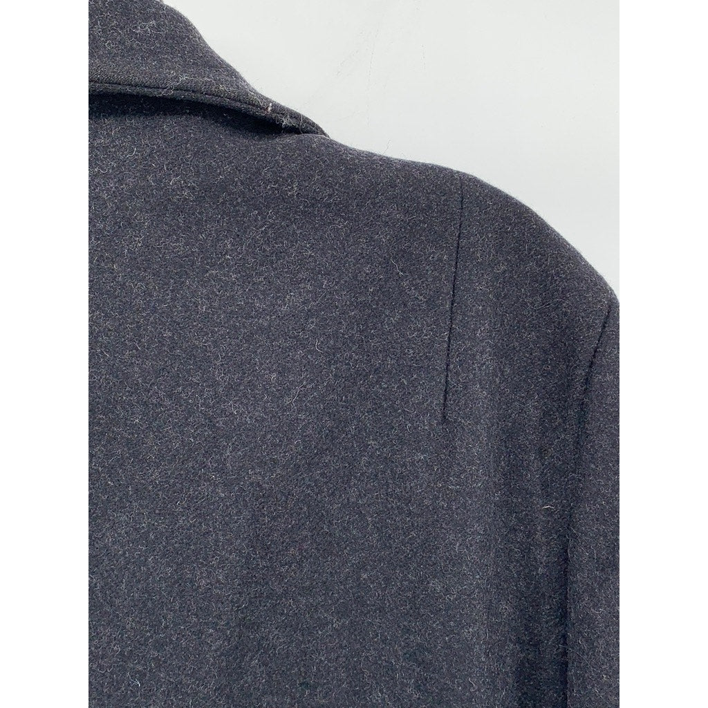 ALLSAINTS Men's Black Wool-Blend Shawl Collar Regular-Fit Pea Coat SZ 40