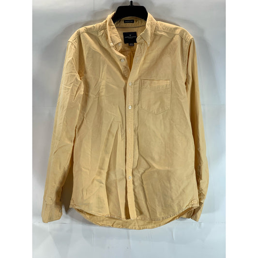 AMERICAN EAGLE OUTFITTERS Men's Yellow Seriously Soft Button-Up Shirt SZ M