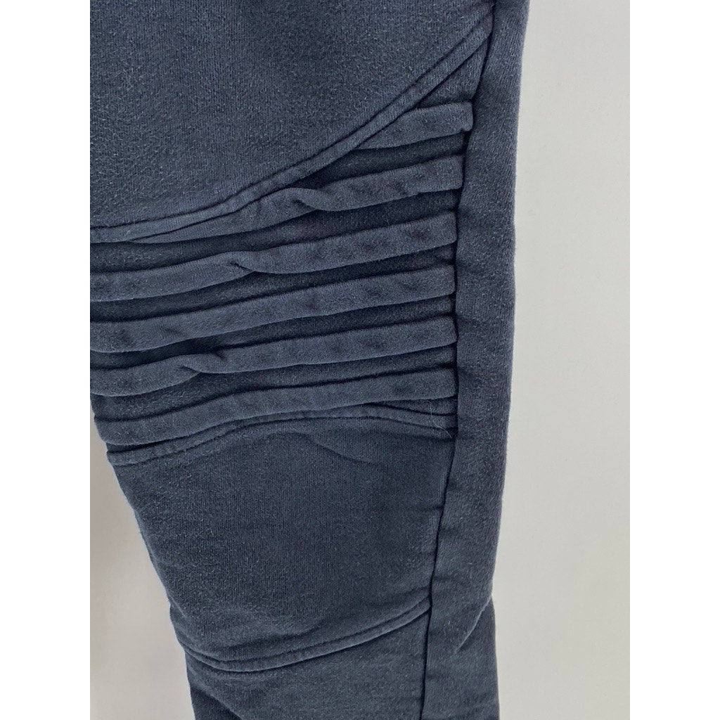 KONUS Men's Washed Black Ribbed Pull-On Drawstring Casual Jogger Pant SZ L