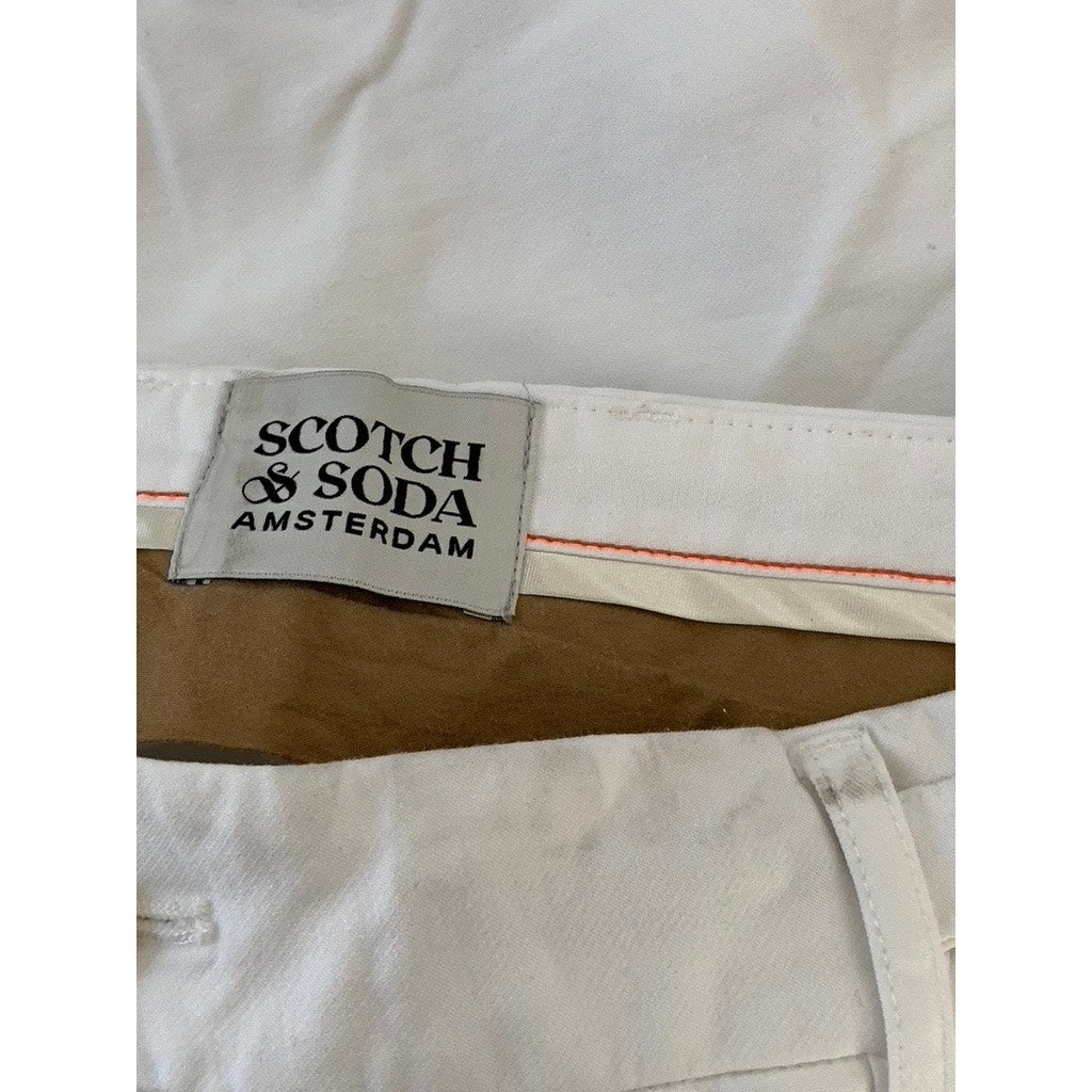 SCOTCH & SODA AMSTERDAM Men's Cream Adjustable Strap Straight-Leg Pants SZ 30X32