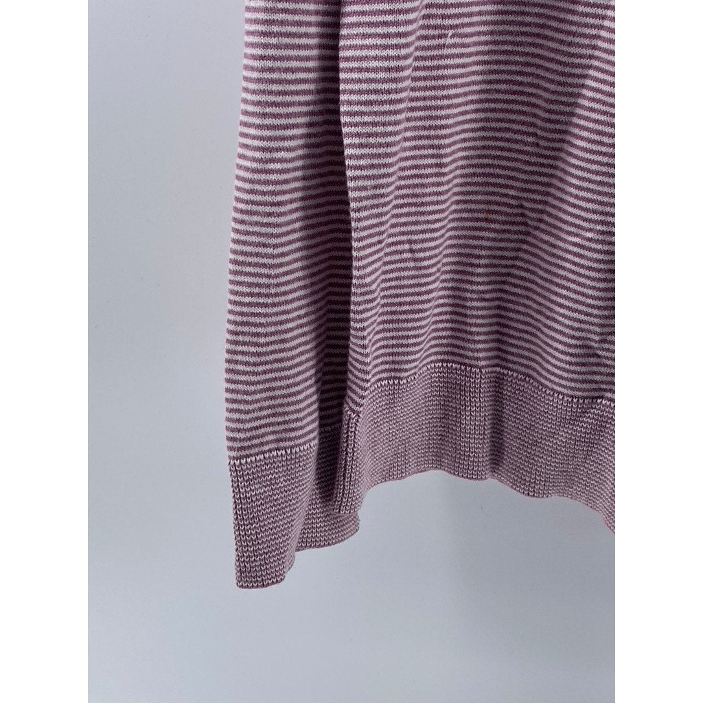 BONOBOS Men's Purple-White Striped Crewneck Long Sleeve Pullover Sweater SZ L