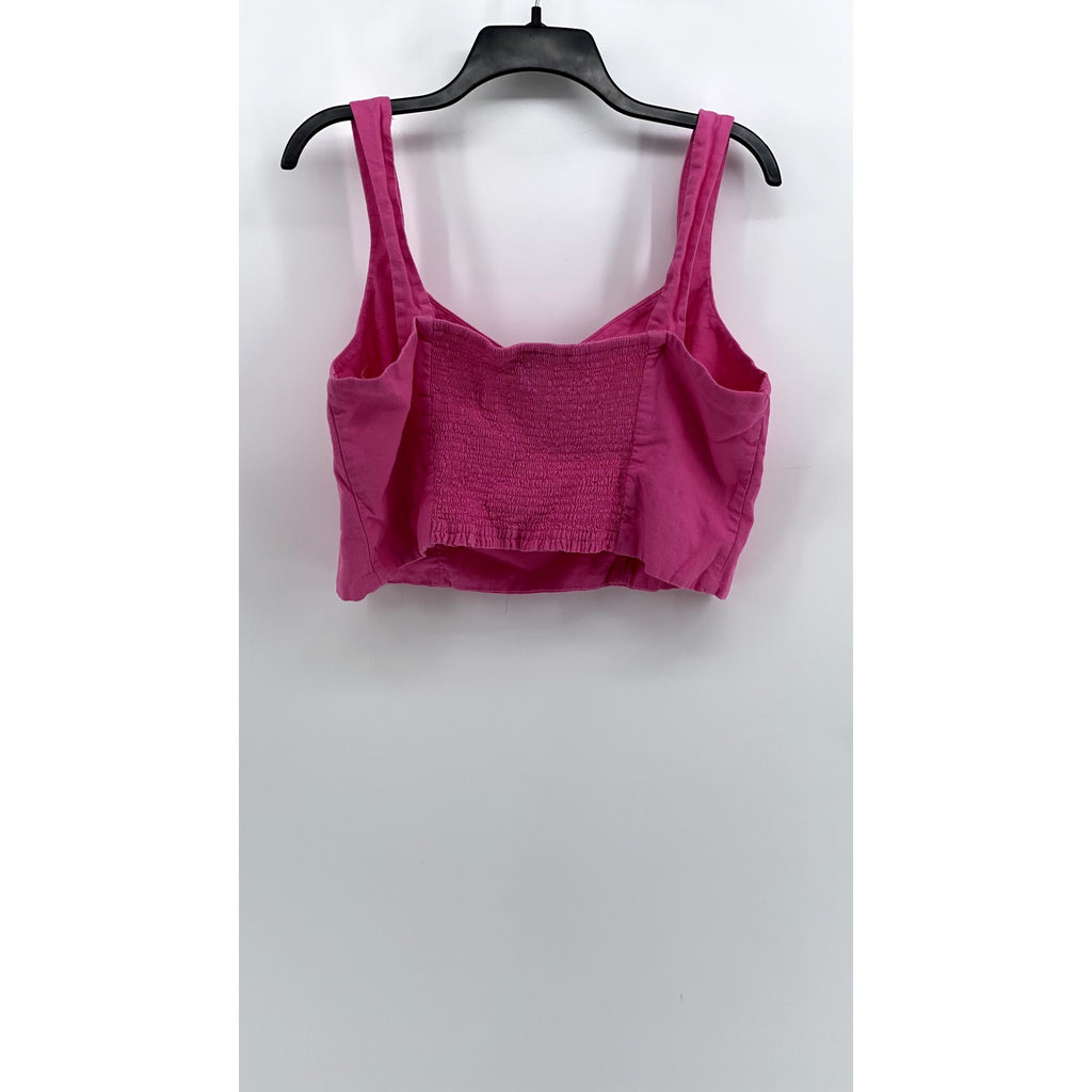 A NEW DAY Women's Pink Linen-Blend Cropped Top SZ XL