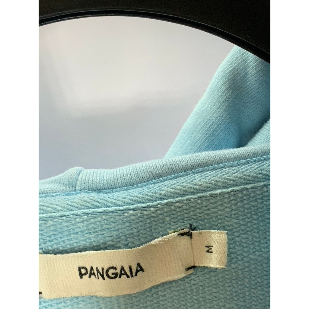 PANGAIA Women's Teal Zip-Up Hooded Organic Cotton Sweater SZ M