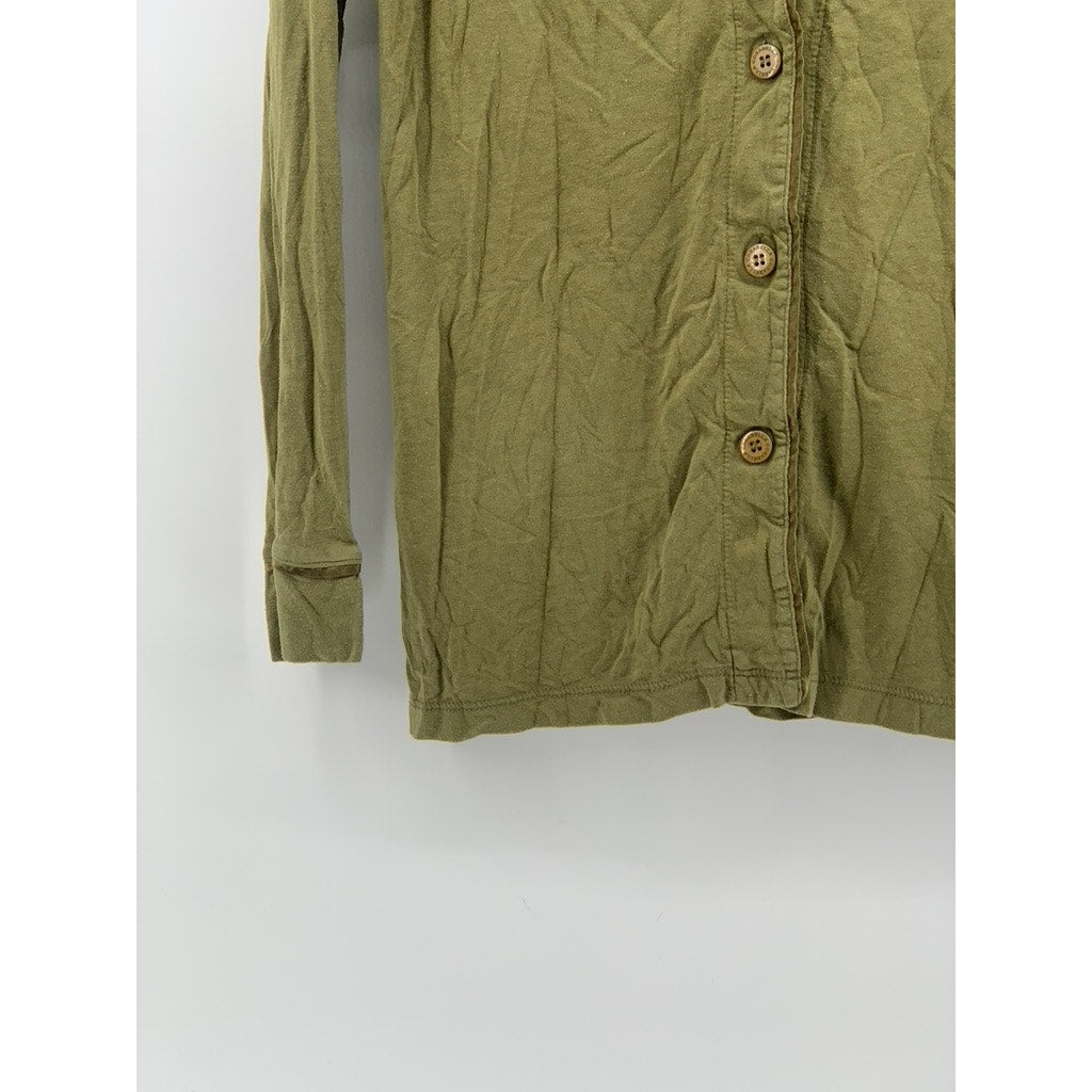 COSABELLA Women's Olive Green Relaxed-Fit Button-Up Long Sleeve Pajama Top SZ XS
