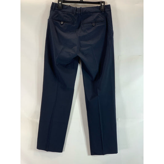 THEORY Men's Navy Solid Wool-Blend Flat Front Extended Button Dress Pant SZ30X30