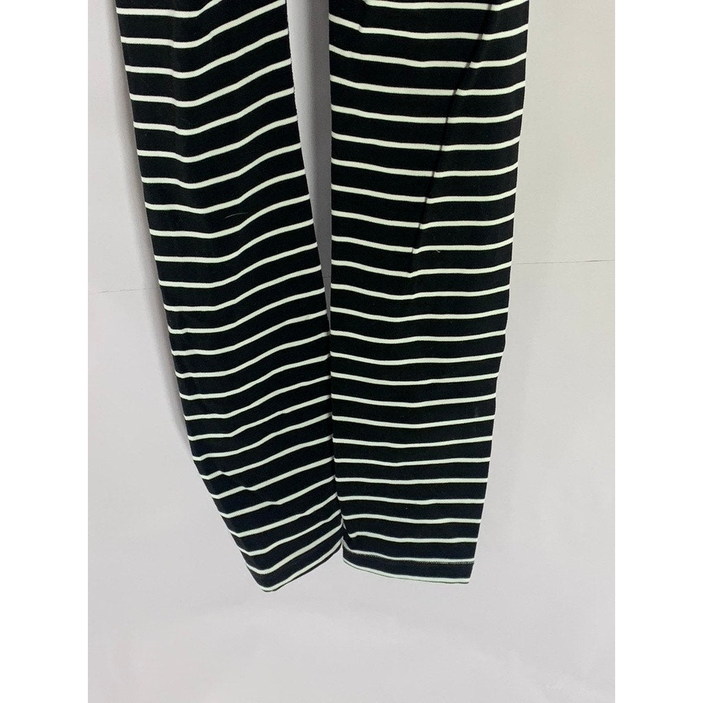 ATHLETA Women's Black/White Elation Virasana Striped Pull-On Leggings SZ 2XS