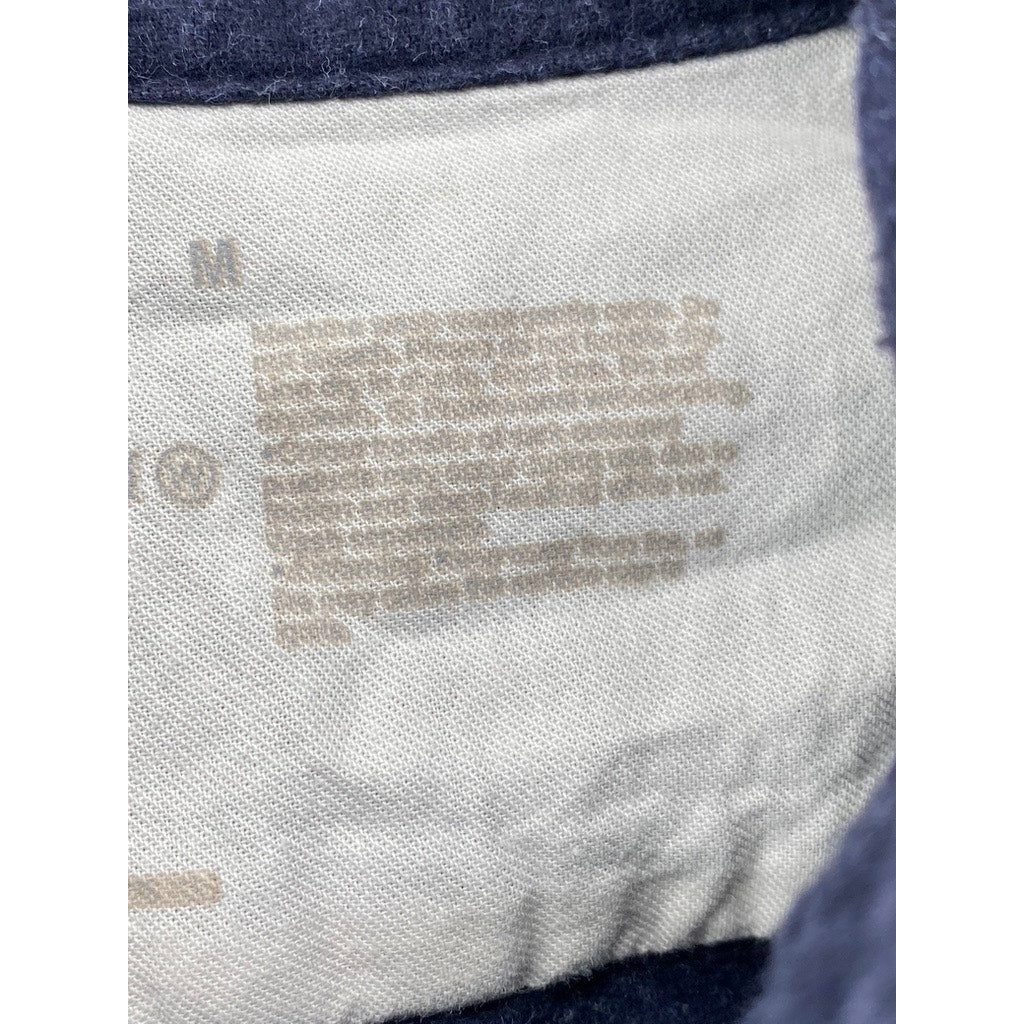 UNBRANDED Men's Navy Solid Regular-Fit Button-Up Long Sleeve Shirt SZ M