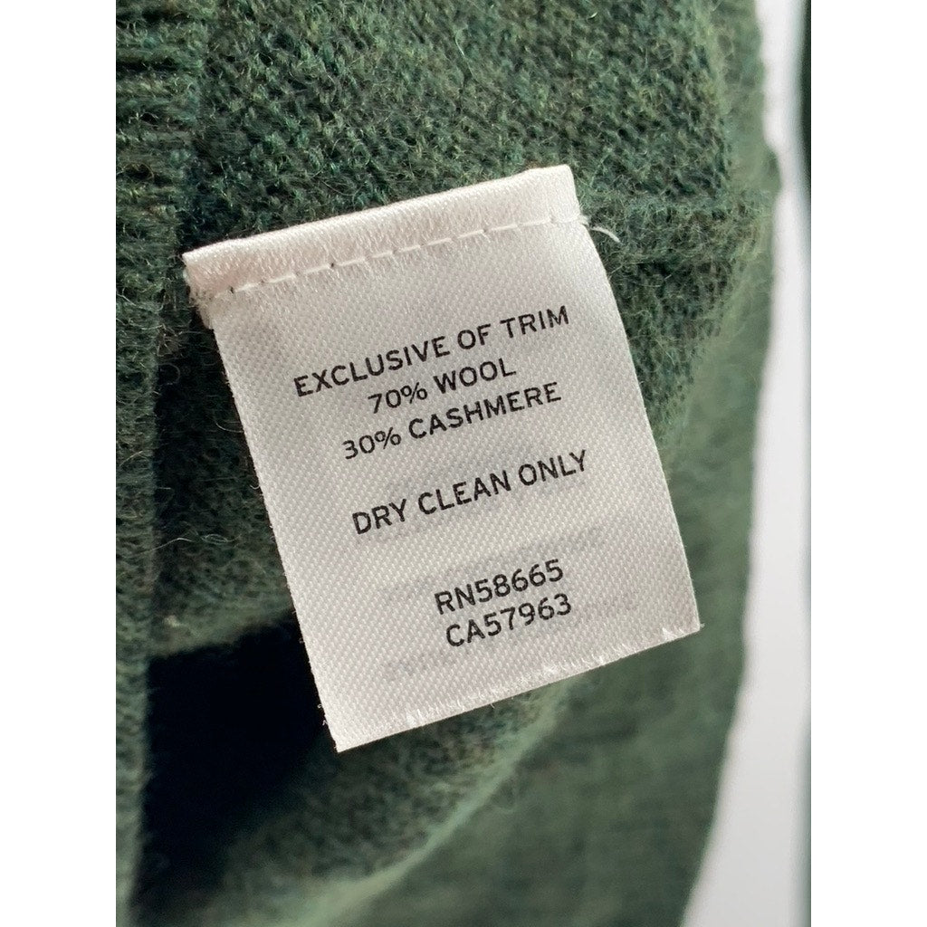 1901 Men's Dark Green Wool-Cashmere Crewneck Pullover Long Sleeve Sweater SZ S