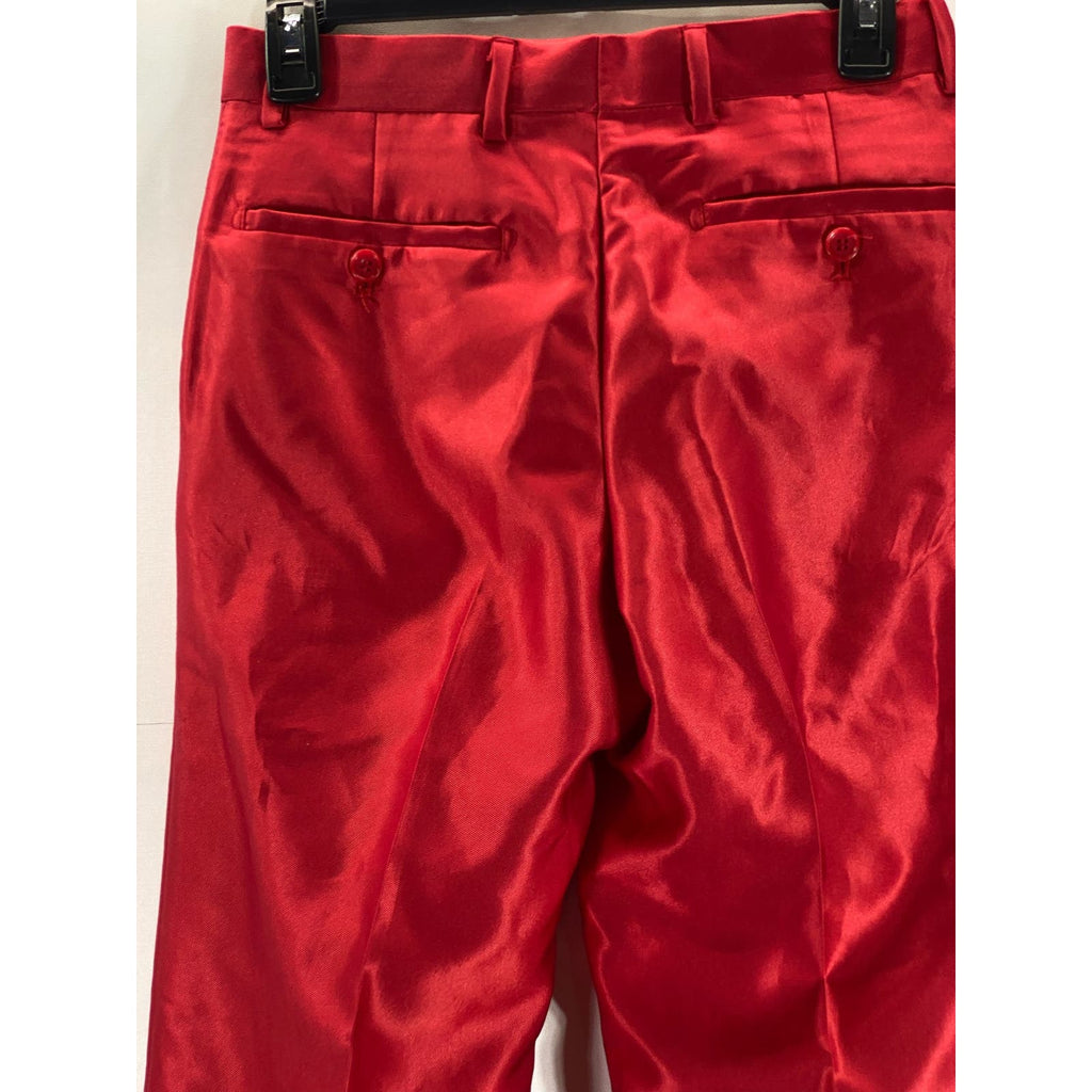 FERRECCI Men's Red Satin Short Super 150's Flat Front Suit Pant SZ 28S