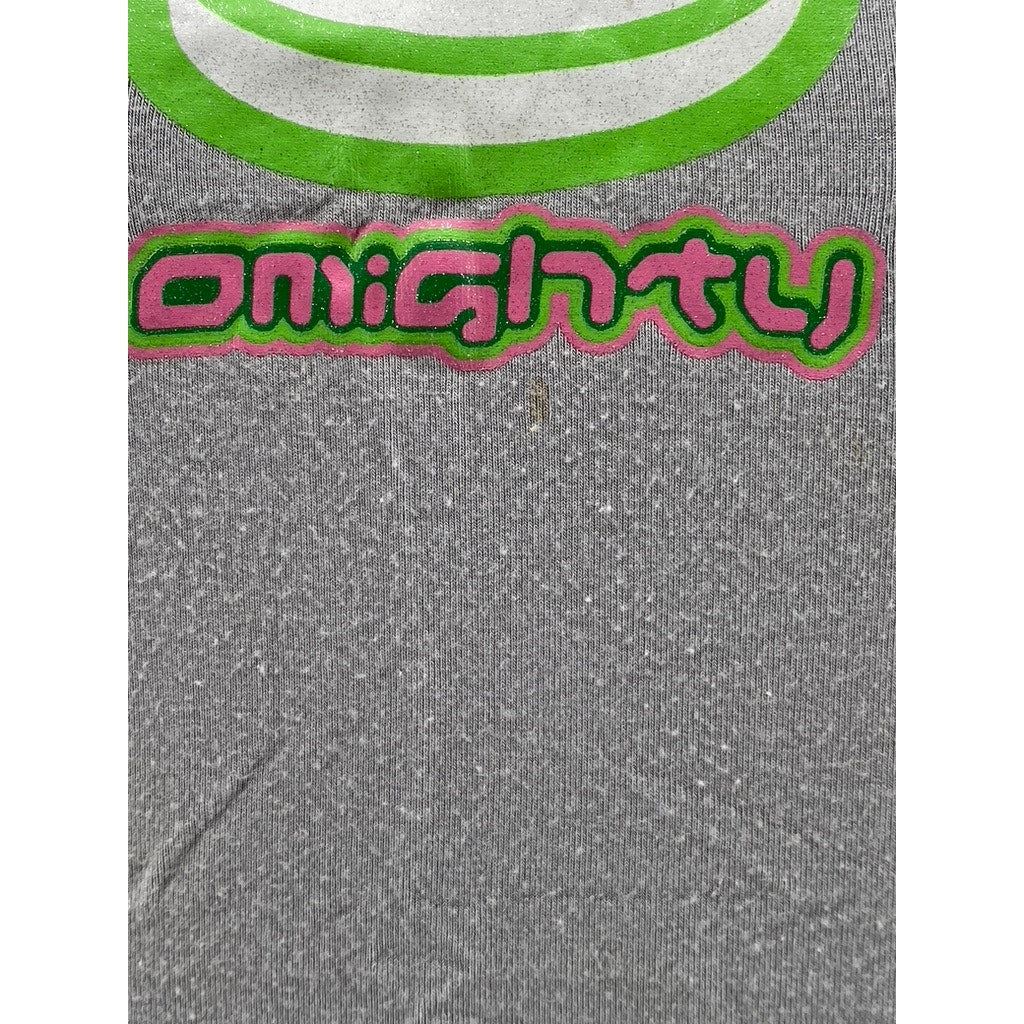 O-MIGHTY Women's Green-Gray Side Ruched Crewneck Monkey Sleeveless Dress SZ S