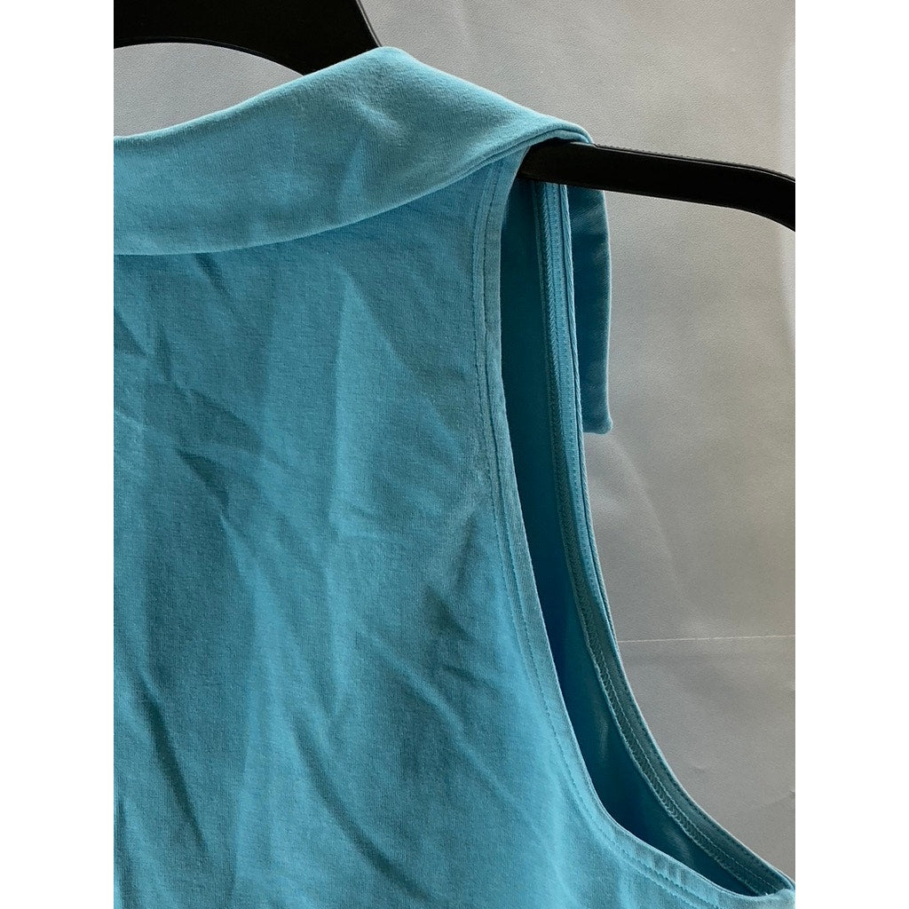 ABERCROMBIE & FITCH Women's Blue Soft Sleeveless Soft A&F Polo Crop Top SZ M