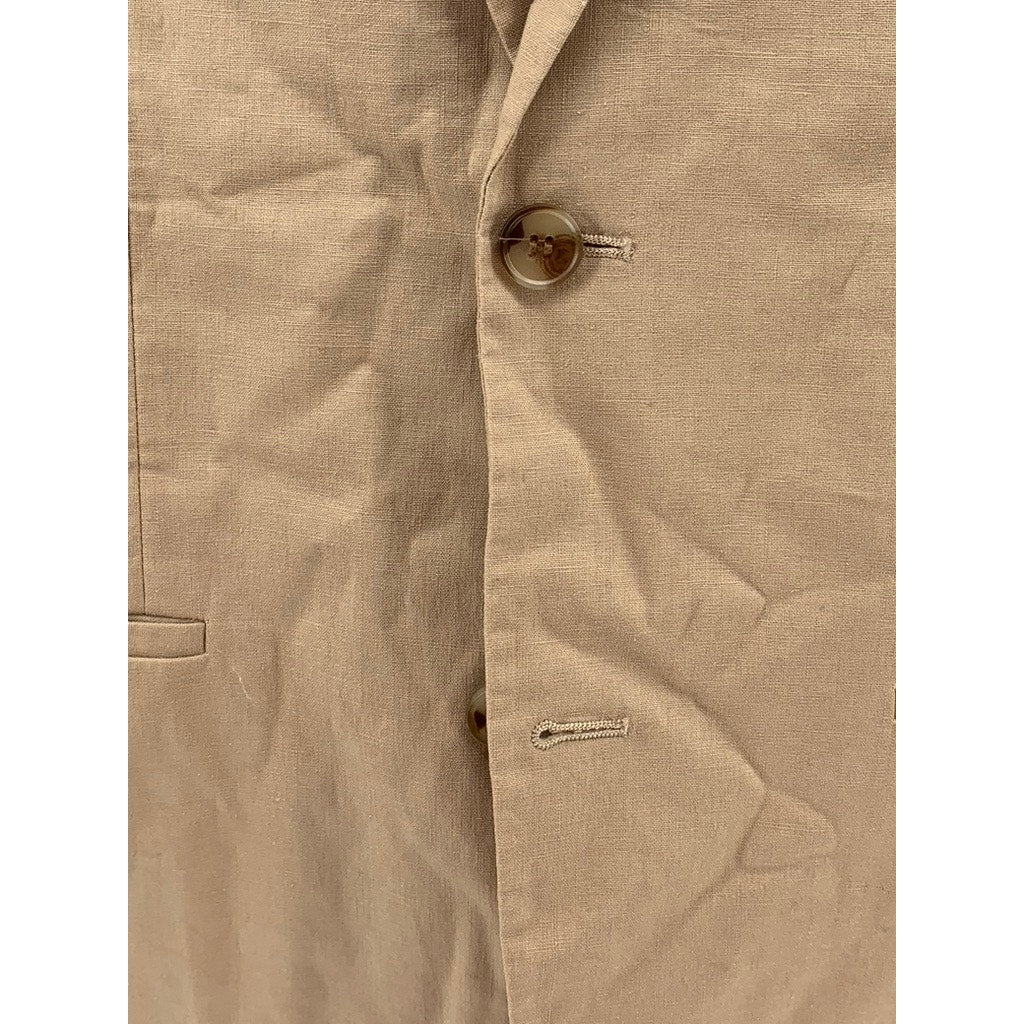 H&M Men's Tan Slim-Fit Solid Two-Button Linen Blend Blazer SZ 40R