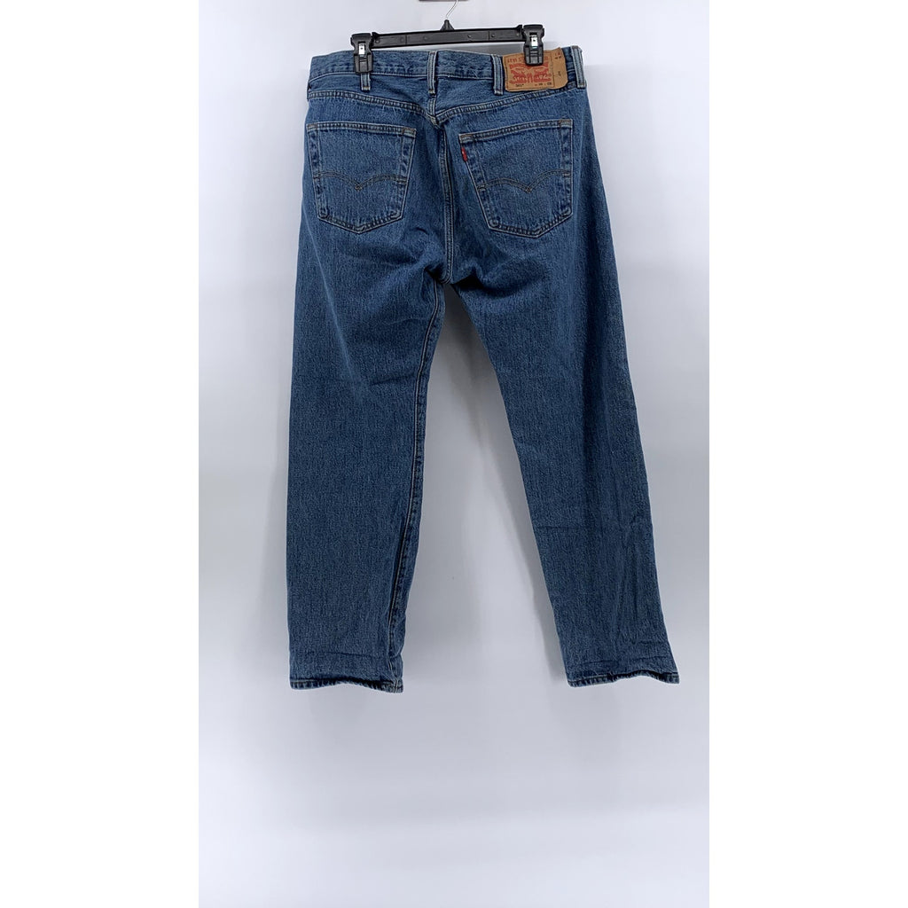 LEVI'S Men's Medium Blue Denim 501 Straight-Leg Button-Fly Jeans SZ 36X29