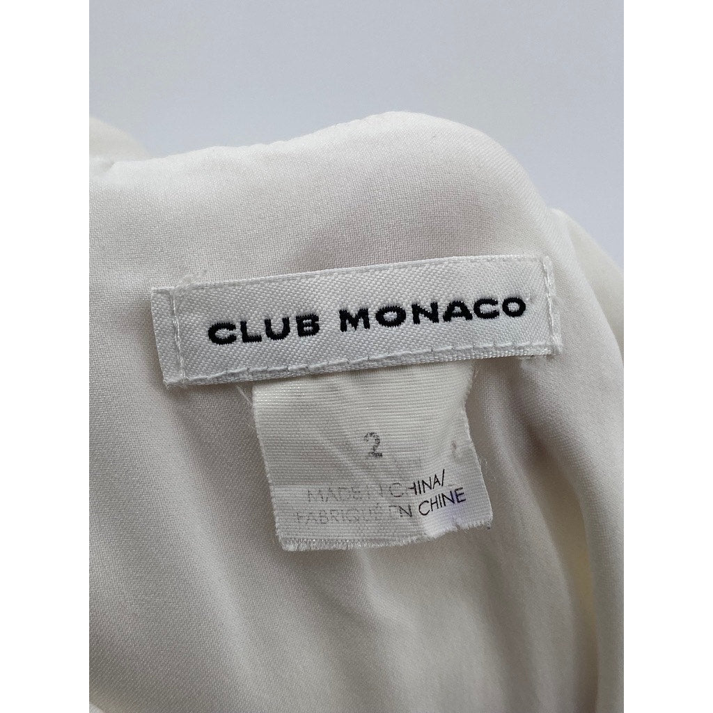 CLUB MONACO Women’s White Irina Ruffle-Sleeve Sheath Knee-Length Dress SZ 2