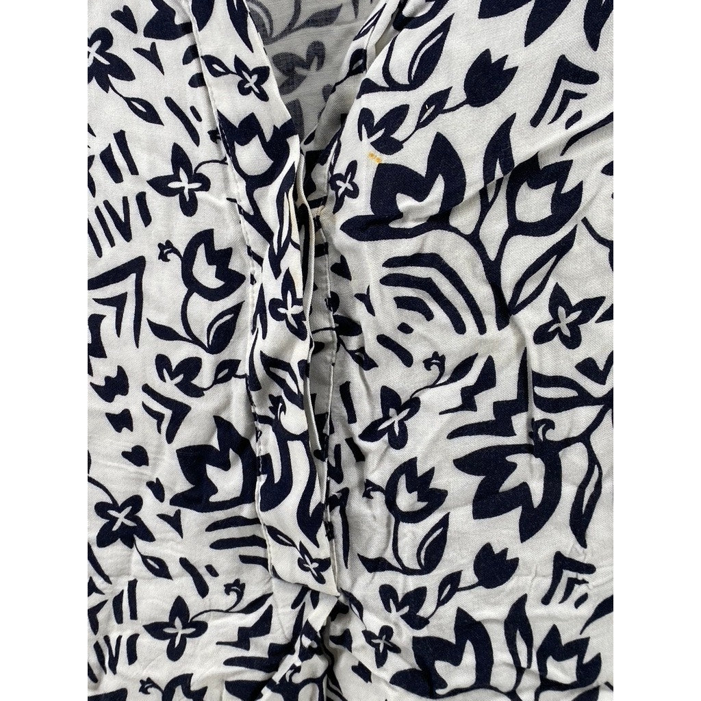 PADLETON Women's Black-White Printed Serephina Half-Button A-Line Dress SZ M