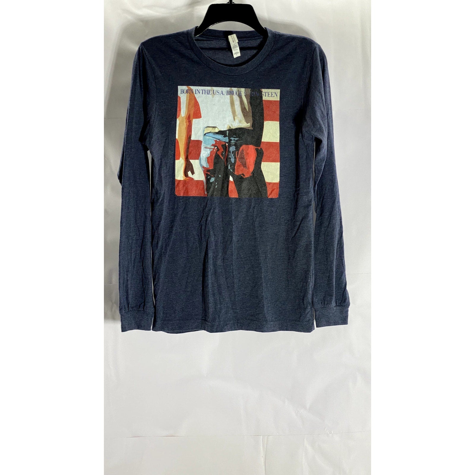 BELLA+CANVAS Unisex Blue Heather CVC Graphic Long Sleeve Crewneck T-Shirt SZ S