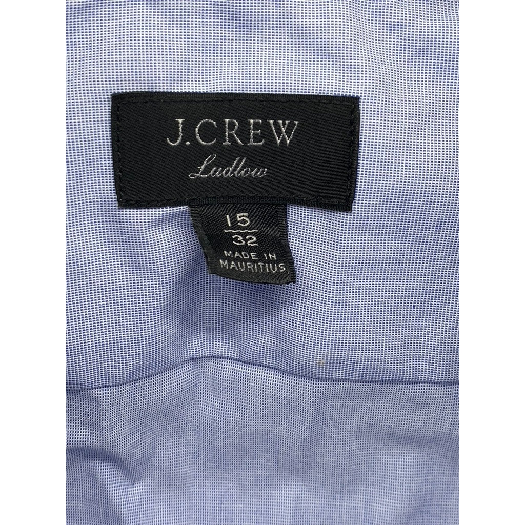 J.CREW Men's Blue Cotton Ludlow Slim-Fit Button-Up Long Sleeve Shirt SZ 15/32