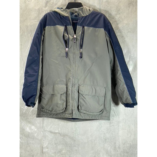 LANDS' END Boy's Gray/Navy Water Resistant Zip-Up Jacket SZ XL 18-20