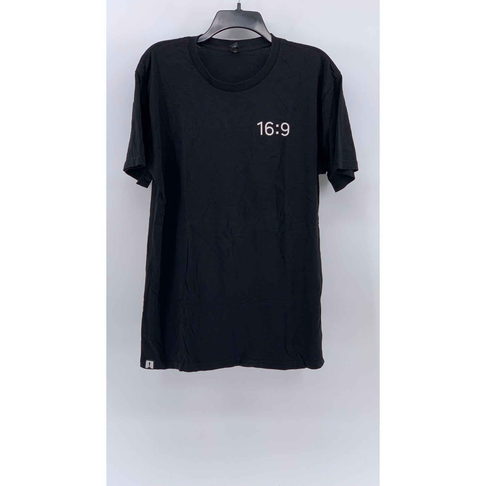 AS COLOUR Men's Black 16:9 Logo Crewneck Short Sleeve Casual T-Shirt SZ L