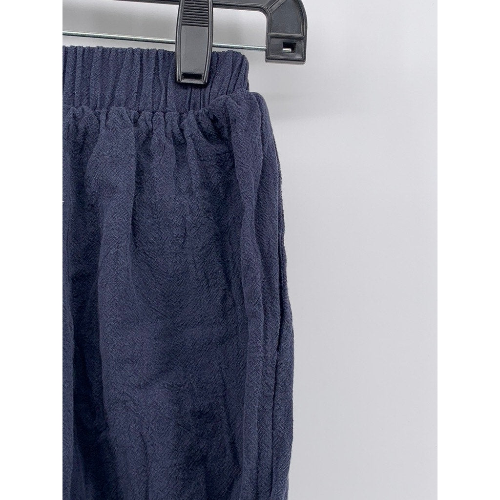 SHEIN Women's Navy Solid Cotton Straight-Leg Relaxed Fit Pants SZ M