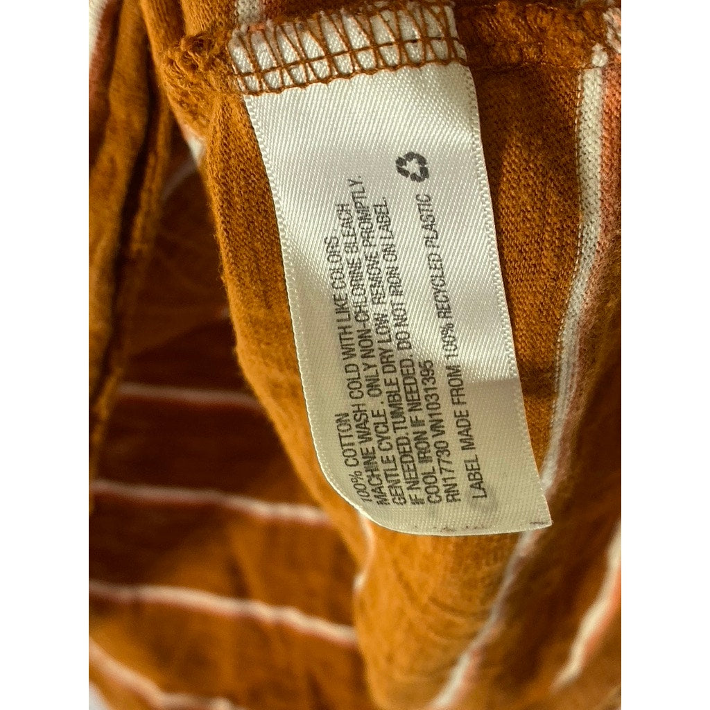 UNIVERSAL THREAD Women's Orange Striped V-Neck Short Sleeve Pocket Top SZ XS