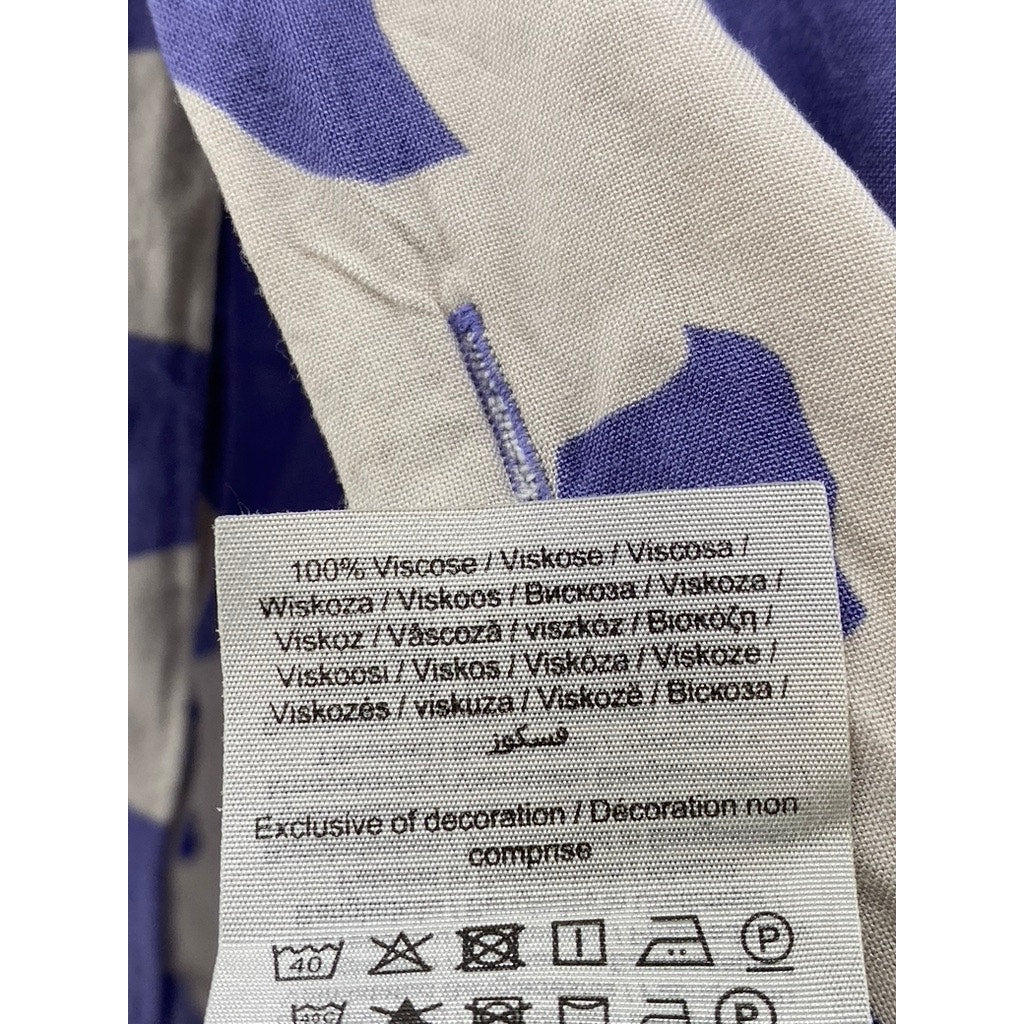 JACK & JONES Men's Blue-White Jorlagos Floral Button-Up Short Sleeve Shirt SZ L