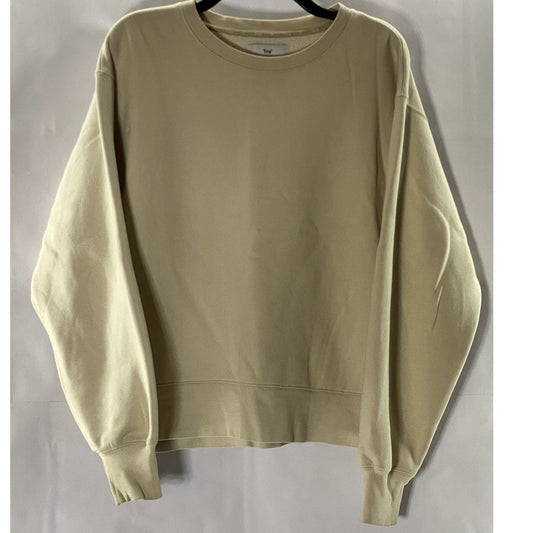TNA Women's Beige Solid Crewneck SoftFleece Boyfriend Pullover Sweatshirt SZ1(S)