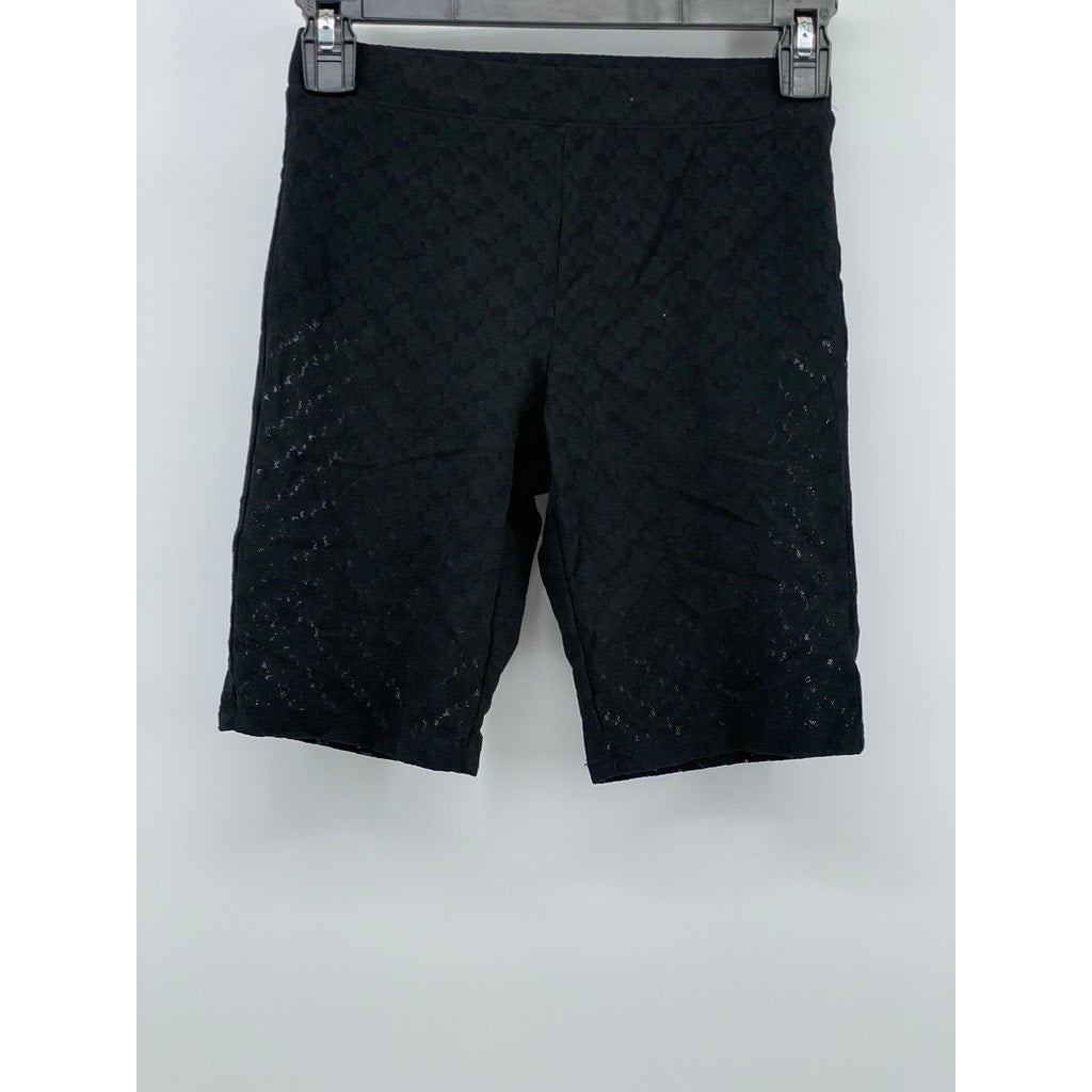 OPEN EDIT Women's Black Floral Lace Elastic Waist Mesh Biker Shorts SZ XS