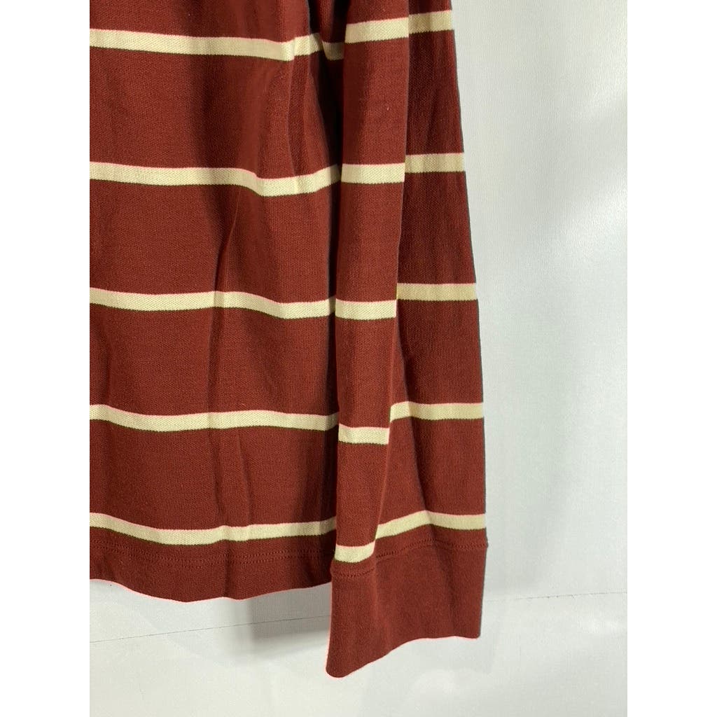 UNTUCKIT Men's Red/Yellow Julius Striped Regular-Fit Long Sleeve Polo Shirt SZ M