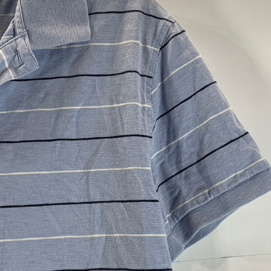 J. CREW Men's Blue Striped Cotton Slub Short Sleeve Polo Shirt SZ M