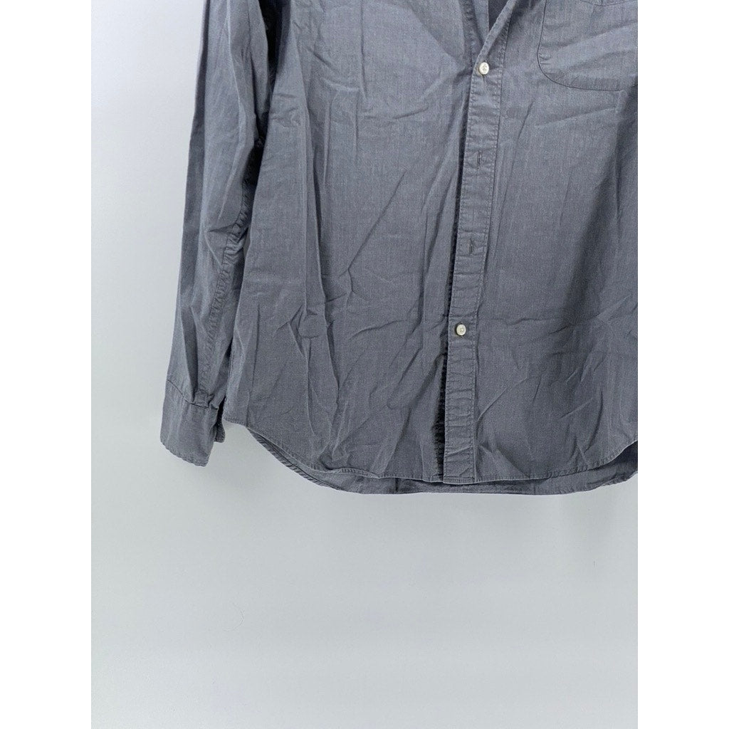 J.CREW Men's Gray Organic Cotton Slim-Fit Button-Up Long Sleeve Shirt SZ M