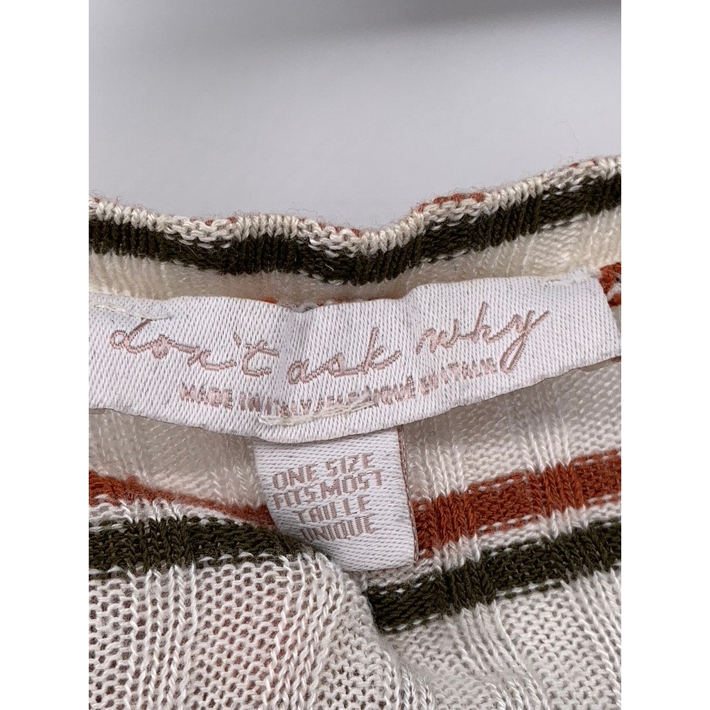 DON'T ASK WHY Women's White-Red Striped Crewneck Short Sleeve Top SZ OS