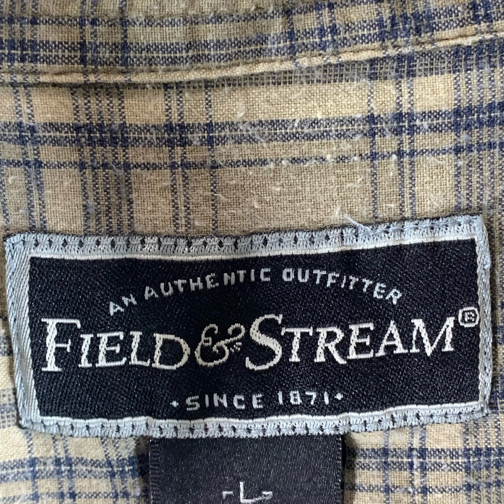 FIELD & STREAM Men's Tan Plaid Regular-Fit Button-Up Short Sleeve Shirt SZ L