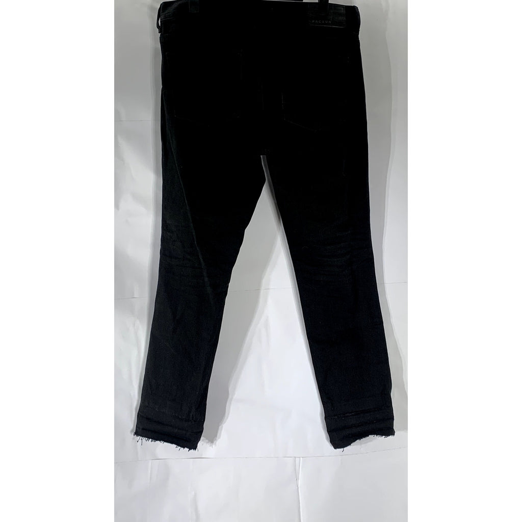 PACSUN Men’s Solid Black Stacked Skinny Raw-Hem Denim Jean SZ 30X30