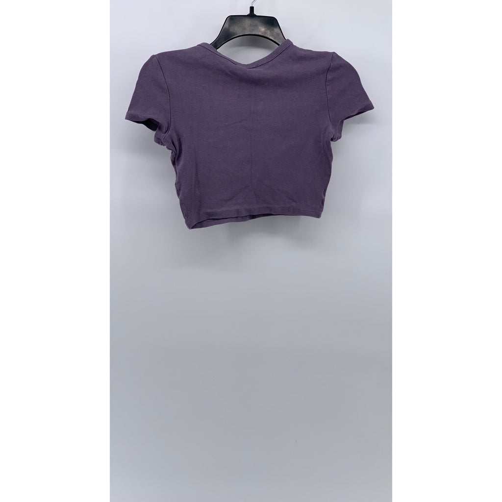 ZARA Women's Lavender Purple Casual Crewneck Short Sleeve Knit Cropped Top SZ S