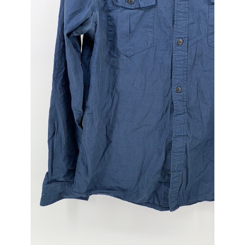 H&M Men's Blue Double-Pocket Regular-Fit Button-Up Long Sleeve Shirt SZ M