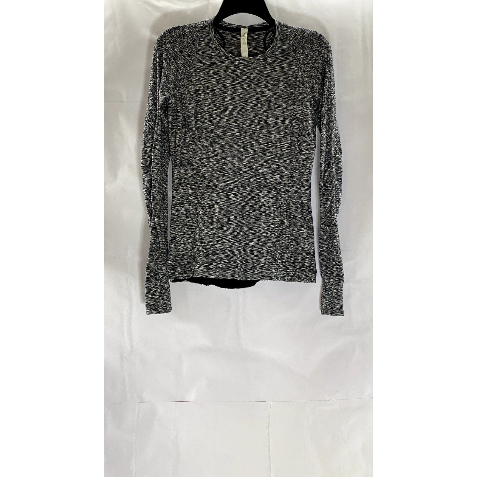 LULULEMON Women's Black/White Printed Runderful Crewneck Long Sleeve Top SZ 8