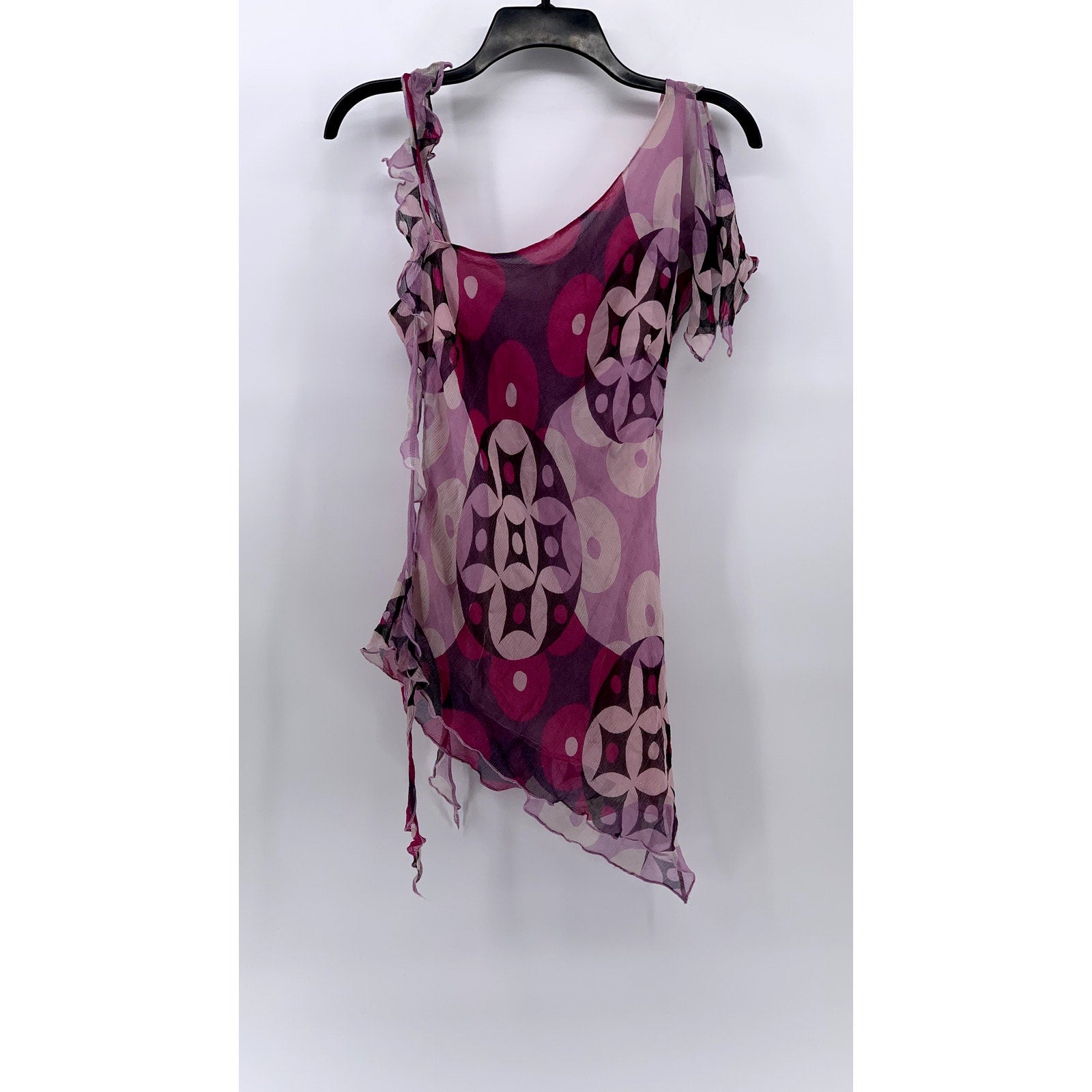 J.LO By JENNIFER LOPEZ Women's Pink Asymmetrical Geo Print Top SZ S