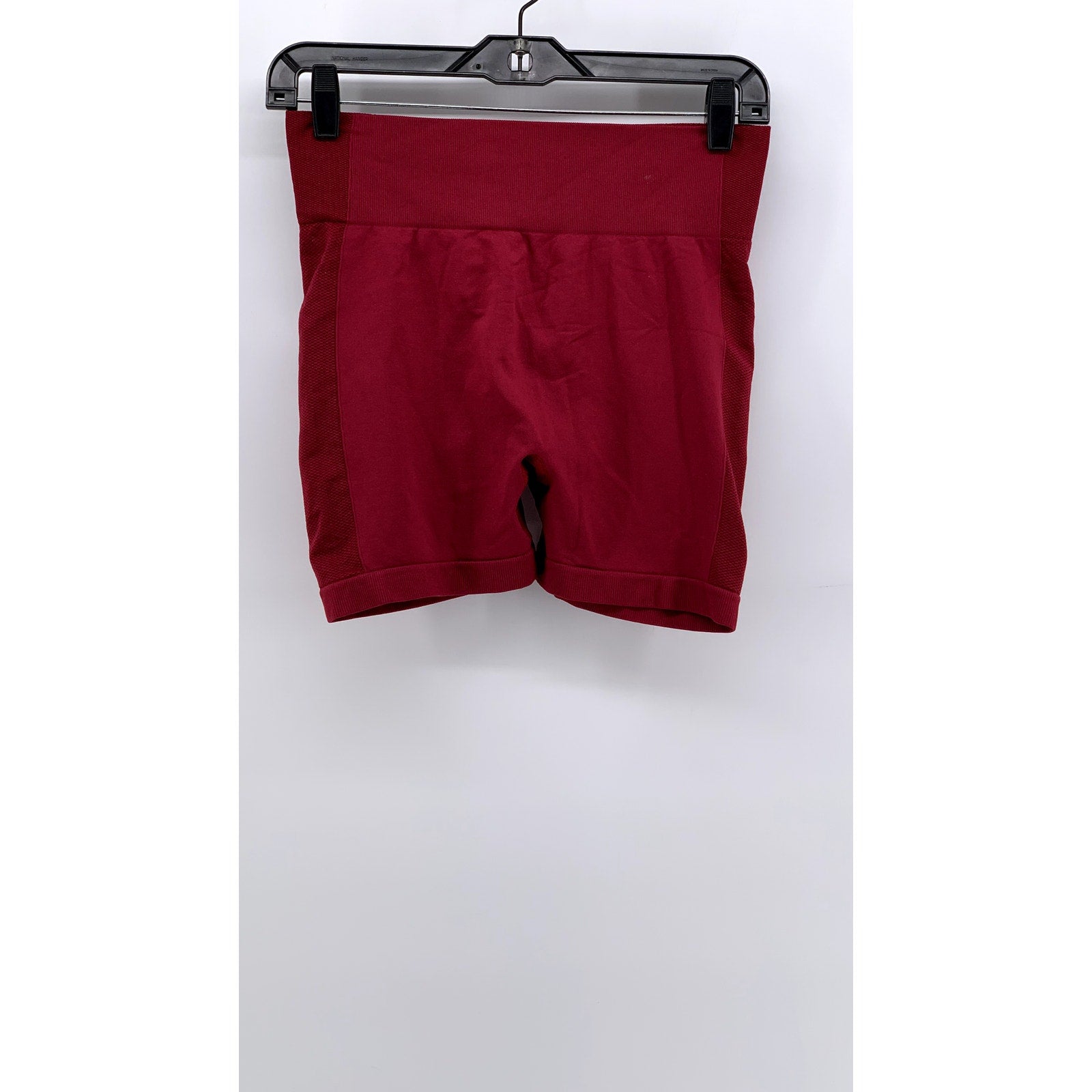 UNBRANDED Women's Dark Red Ruched High-Rise Bike Shorts SZ L