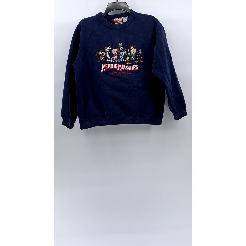 LOONEY TUNES Women’s Vintage Navy Blue Merrie Melodies Graphic Sweatshirt SZ S