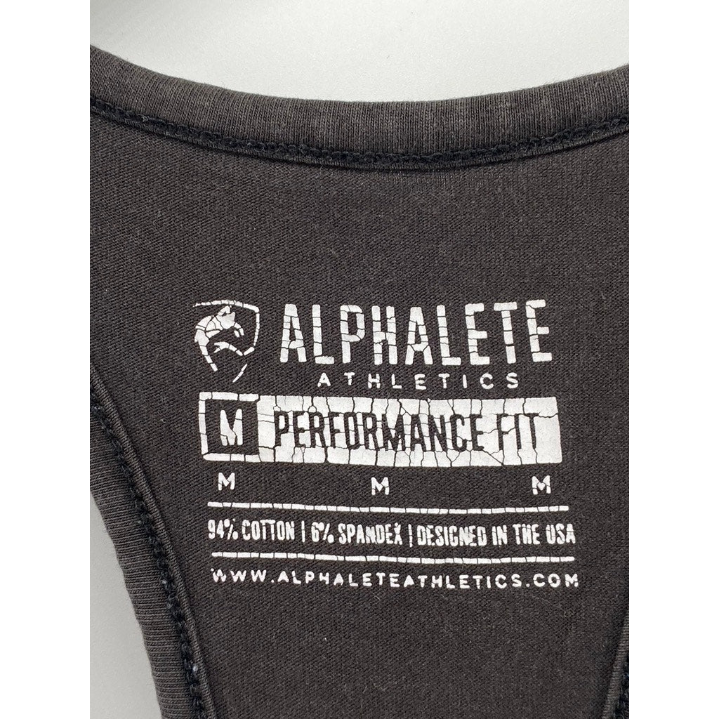 ALPHALETE ATHLETICS Men's Black Scoop-Neck Sleeveless Performance Fit Shirt SZ M