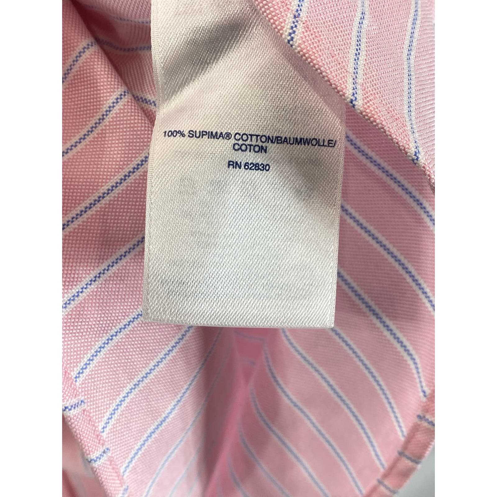 LANDS' END Men's Pink Striped Traditional-Fit No Iron Oxford Shirt SZ 17.5-34